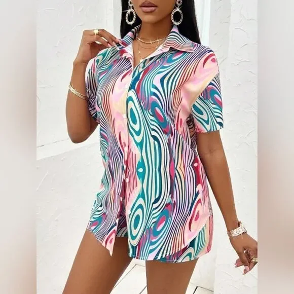 Colorful two piece short set sz Xlarge